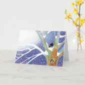 Carte Winter Fairy Tale - Singing Blackbird and a gnome  (Fleur jaune)