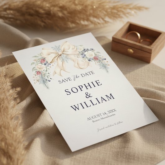 Carte Winter Floral Photo Save The Date