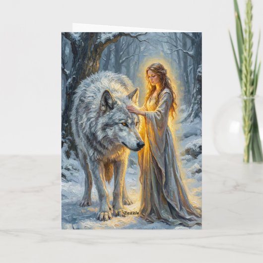 Carte Winter Goddess & White Wolf (Dos)