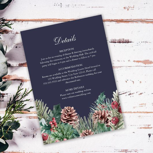 Carte Winter Greenery Mariage Détails