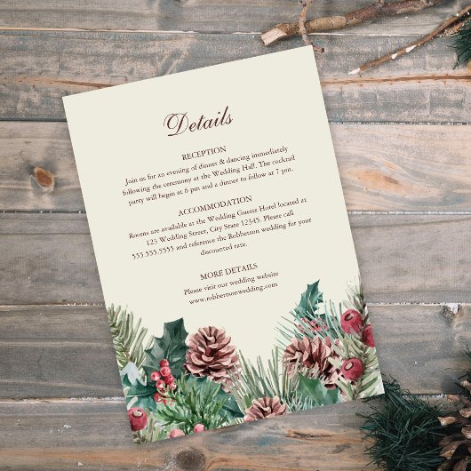 Carte Winter Greenery Mariage Détails