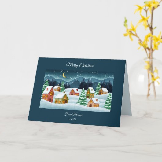 Carte Winter in town Customisable folded greeting Card (Fleur jaune)