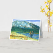 Carte Winter Lake Watercolor Romantique Je t'aime (Fleur jaune)