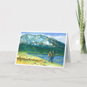 Carte Winter Lake Watercolor Romantique Je t'aime