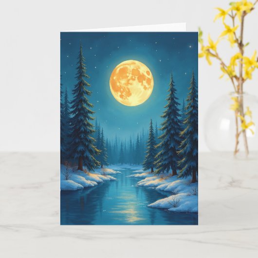 Carte Winter Moonlit Stream (Fleur jaune)