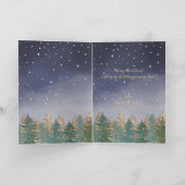 Carte Winter Navy Rouge Aquarelle Neige Arbres Noël (Intérieur)