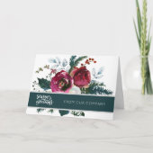 Carte Winter Red Peonies Bonnes Fêtes Entreprise (Devant)