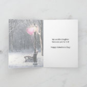 Carte Winter Scene Pink Heart Balloon Valentine's Day (Intérieur)