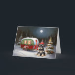 Carte Winter Schnauzer Caravan Christmas Adventure<br><div class="desc">Laissez-vous tenter par la magie d'une nuit d'hiver enneigée alors qu'une caravane glisse gracieusement à travers le paysage illuminé par la lune. La beauté sereine de la neige scintillante et l'éclat enchanteur de la lune créent une scène captivante, promettant une aventure de Noël inoubliable remplie de chaleur, de joie et...</div>