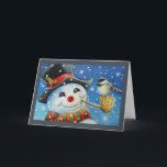 Carte Winter Snowman et Chickadee Bird Aquarelle Art<br><div class="desc">Carte de voeux "Fast Friends" d'aquarelle de l'artiste Jean Weiner "Fast Friends" présente un oiseau de chickadee noir coiffé d'une pipe de maïs de bonhomme de neige. L'oiseau et le bonhomme de neige semblent échanger un accueil amical entre eux. Le bonhomme de neige porte un chapeau noir et une écharpe...</div>