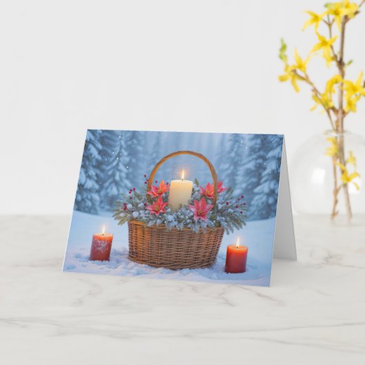 Carte Winter Solstice with Candles Nature Pretty (Fleur jaune)