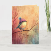 Carte Winter Songbird in Knit Hat | Marzipan Greeting (Devant)