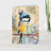 Carte Winter Songbird in Knit Hat | Powder Ash Greeting (Devant)