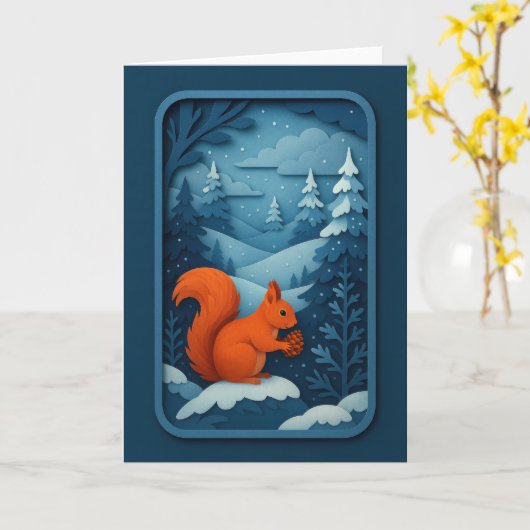 Carte Winter Squirrel with Pinecone Card (Fleur jaune)