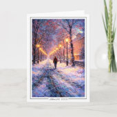 Carte Winter Walk Under Streetlights – Impressionist (Devant)