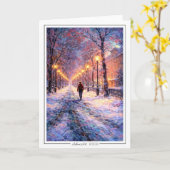 Carte Winter Walk Under Streetlights – Impressionist (Fleur jaune)