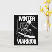 Carte Winter Warrier Snowboard Skeleton Snowboarder (Fleur jaune)
