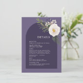 Carte Winter White Botanical Purple Détails du Mariage (Debout devant)