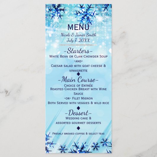 Carte Winter Wonderland Silver & Blue Menu (Devant)