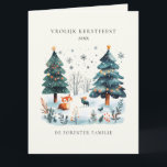 Carte Winter Woodland Vrolijk Kerstfeest Salutation<br><div class="desc">Pour la famille à Noël. Bois d'hiver Vrolijk Kerstfeest carte de voeux qui peut être personnalisée à l'avant et à l'intérieur. Pour les amis et la famille ce Noël.</div>