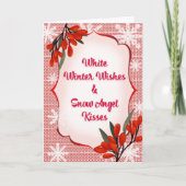 Carte Winterberry Blanc Souhaits d'hiver Baisers d'ange (Devant)