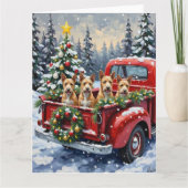 Carte Wire Fox Terrier Christmas Red Truck Holiday Gift (Devant)