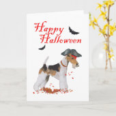 Carte Wire Fox Terrier Halloween (Fleur jaune)