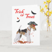 Carte Wire Fox Terrier Halloween (Fleur jaune)