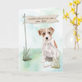 Carte Wire Haired Jack Russell Félicitations pour le nou (Fleur jaune)