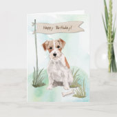Carte Wire Haired Jack Russell Terrier Sous Anniversaire (Devant)