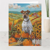 Carte Wirefox Terrier Chien Automne Moisson Thankgiving (Devant)