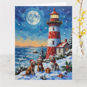 Carte Wirehaired Pointing Griffon Christmas Lighthouse (Fleur jaune)