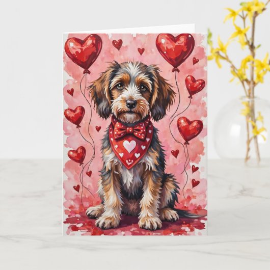 Carte Wirehaired Pointing Griffon Valentine Dog (Fleur jaune)