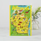 Carte Wisconsin 5x7 Map Vintage Postcard (Debout devant)
