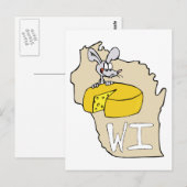 Carte Wisconsin WI & Cheese Mouse Cartoon Art Post (Devant / Derrière)
