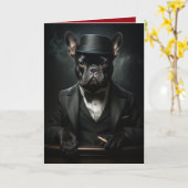 Carte Wise Gentleman Bulldog à Tux, Funny Dogs (Fleur jaune)