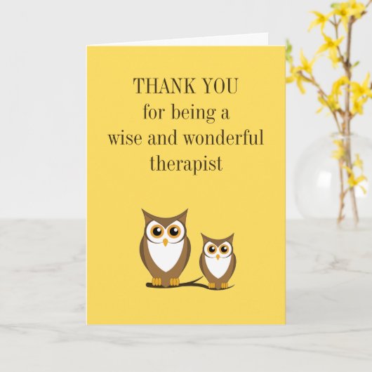 Carte Wise Owl Counselist Merci (Fleur jaune)