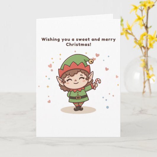 Carte Wishing You a Sweet and Merry Christmas (Fleur jaune)