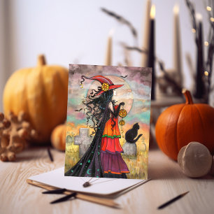 Carte Witch Way Halloween Witch Art