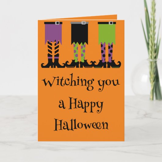 Carte « Witching You A Happy Halloween » pliée 5" (Devant)