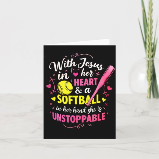 Carte With Jesus In Her Heart And A Softball She Is Unst (Devant)