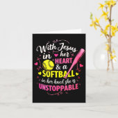 Carte With Jesus In Her Heart And A Softball She Is Unst (Fleur jaune)