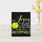 Carte With Jesus In Her Heart And A Softball She Is Unst (Fleur jaune)