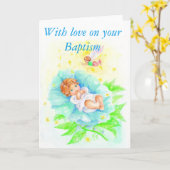 Carte With love on your Baptism (Fleur jaune)
