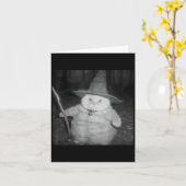 Carte Wizard Cat Weird Drôle Halloween Cat Meme (Fleur jaune)