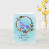 Carte Wolf aquarelle avec un style boho Wreath Anniversa (Fleur jaune)