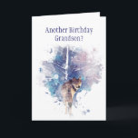 Carte Wolf Aquarelle Grandson Humour d'anniversaire<br><div class="desc">Wolf Animal Watercolor Art une carte d'anniversaire amusante pour votre petit-fils</div>