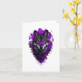 Carte Wolf Art - Autocollant violet (Fleur jaune)