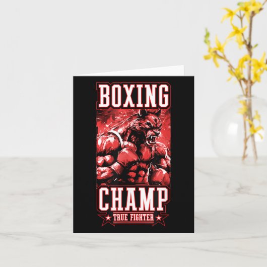 Carte Wolf Boxing Champ _ Boxer Fighter Motivation  (Fleur jaune)