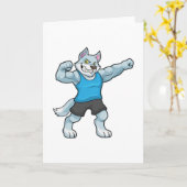 Carte Wolf comme Bodybuilder avec les gros bras supérieu (Fleur jaune)